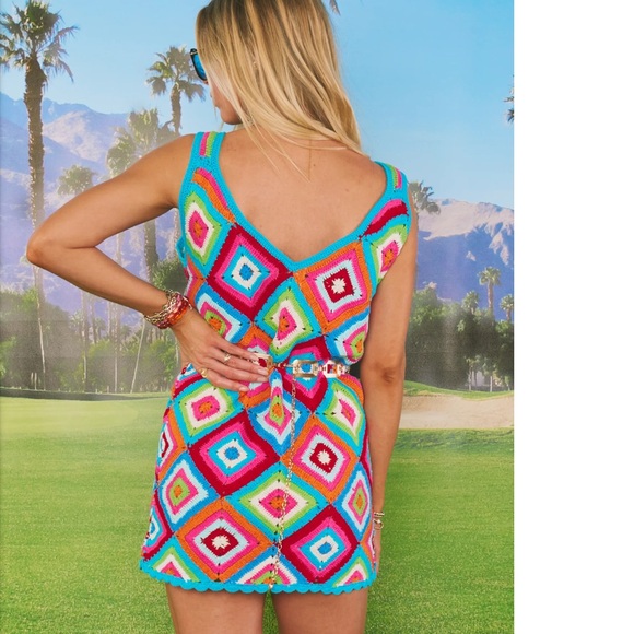 Show Me Your MuMu Granny Square Libra Cover Up Micro Mini Dress - Picture 13 of 13